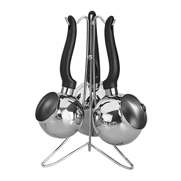 SÉRIE DE 3 POT DE CAFÉ ELIOS AVEC SUPPORT EN INOX 18/10 TEM