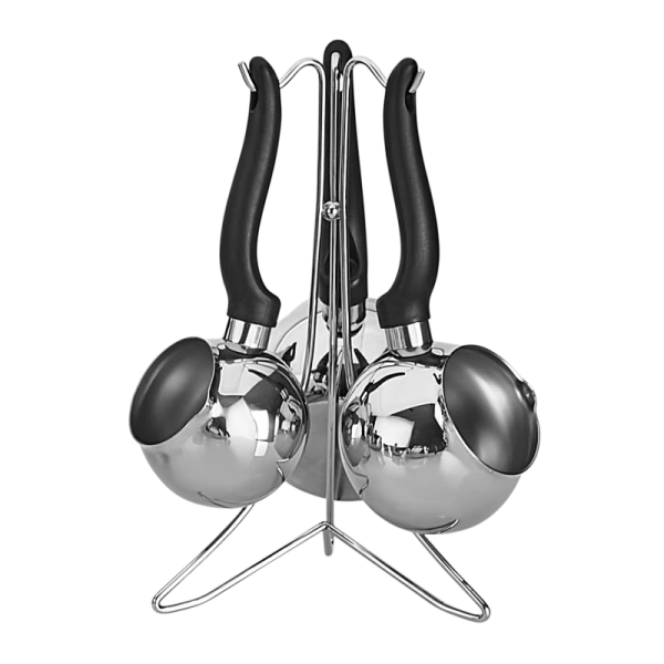 SÉRIE DE 3 POT DE CAFÉ ELIOS AVEC SUPPORT EN INOX 18/10 TEM