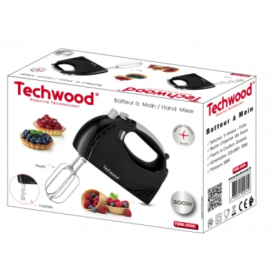 BATTEUR À MAIN 300W TMM-3006 / NOIR TECHWOOD TECHWOOD - 3