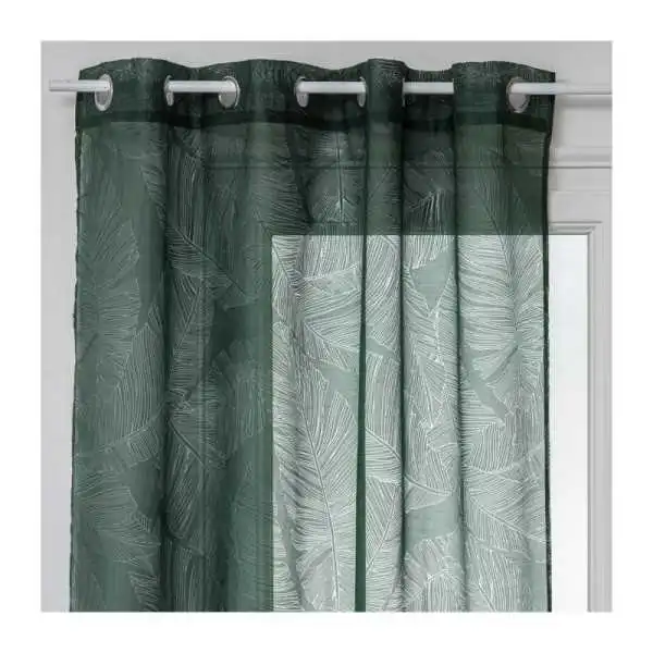 RIDEAU VOILAGE VERT CÈDRE MOTIF FEUILLAGE 140*240CM ATMOSPHERA