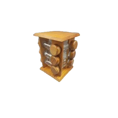 SET DE 12 PORTES À ÉPICES EN VERRE AVEC SUPPORT EN BOIS - 1