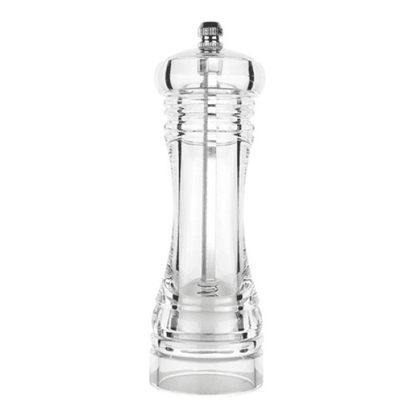 MOULIN À SEL/POIVRE EN VERRE TRANSPARENT 19CM