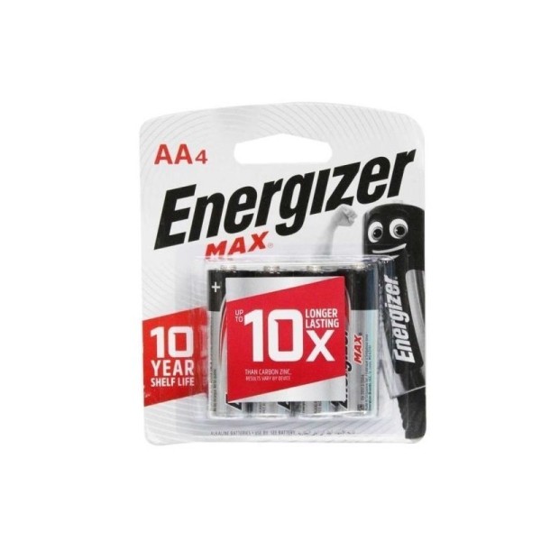 LOT DE 4 PILES ALCALINES 1,5 V AA ENERGIZER MAX