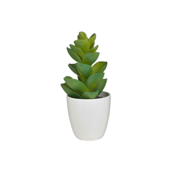 PLANTE ARTIFICIELLE 18CM ,POT EN PLASTIQUE BLANC ATMOSPHERA