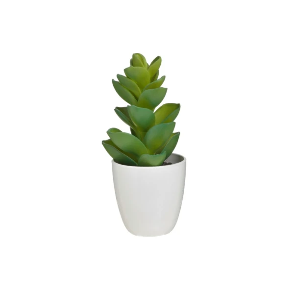 PLANTE ARTIFICIELLE 18CM ,POT EN PLASTIQUE BLANC ATMOSPHERA