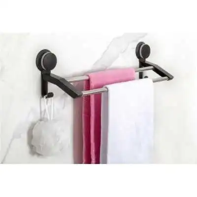 PORTE-SERVIETTE À VENTOUSE NOIR AVEC 2 BRANCHES EN INOX EJIM EJIM - 2