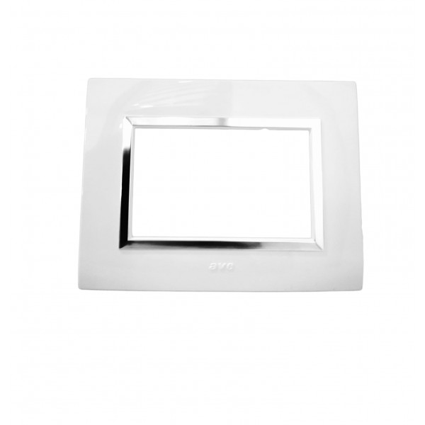 PLAQUE RECTANGULAIRE NOVA 3 MODULES BLANC CHROMÉ SYS45 SOMEF SOMEF - 1