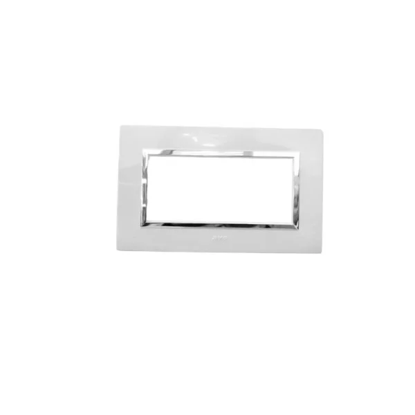 PLAQUE RECTANGULAIRE NOVA 4 MODULES BLANC CHROMÉ SYS45 SOMEF