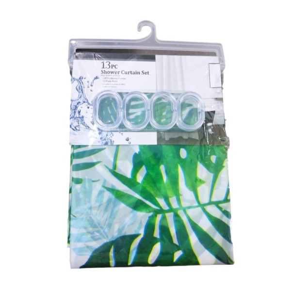 RIDEAU DE DOUCHE 180*180CM IMPERMÉABLE AVEC 12 ANNEAUX