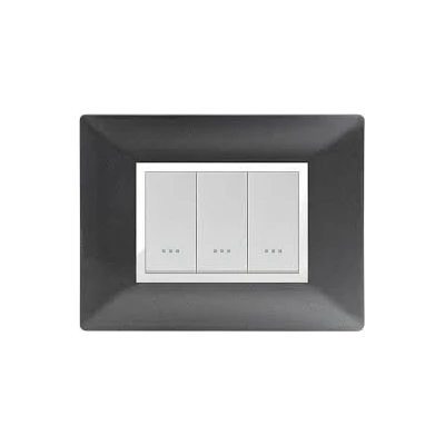 PLAQUE RECTANGULAIRE 3 MODULES NOIR MÉTALLISÉ ALPHA - 1