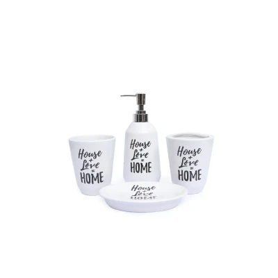 ENSEMBLE DE 4 ACCESSOIRES DE SALLE DE BAIN EN CÉRAMIQUE  - 3