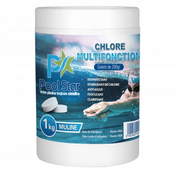 CHLORE MULTIFONCTION EN GALETS DE 200G  POOL STAR POOL STAR - 1