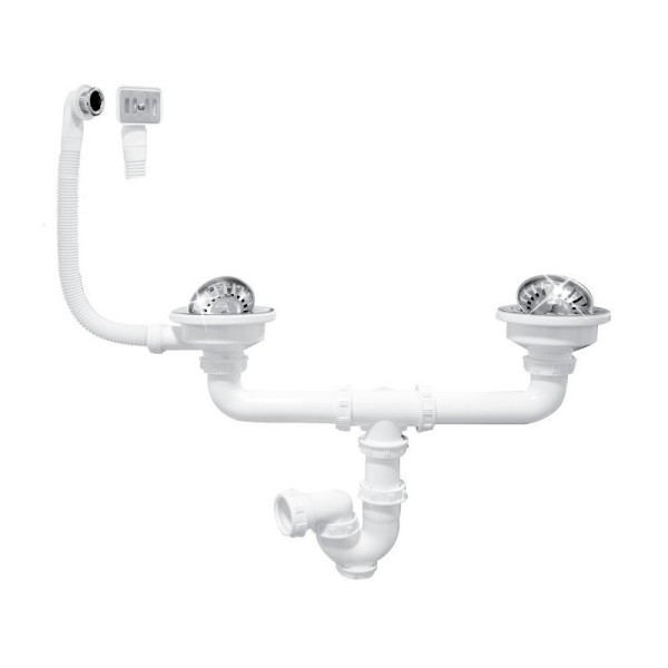 VIDAGE POUR ÉVIER INOX/GRÈS DOUBLE BAC ∅ 90MM EJIM