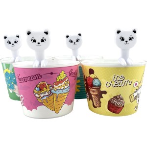 LOT DE 4 COUPES À GLACE EN PLASTIQUE AVEC 4 CUILLÈRES TITIZ TITIZ - 2