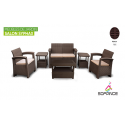 SALON DE JARDIN SYPHAX 4 PLACES MARRON FONCÉ SOFPINCE SOFPINCE - 1