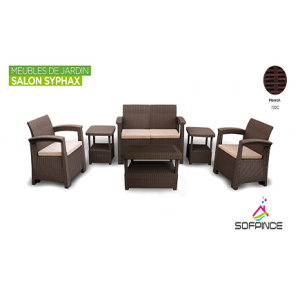 SALON DE JARDIN SYPHAX 4 PLACES MARRON FONCÉ SOFPINCE SOFPINCE - 1