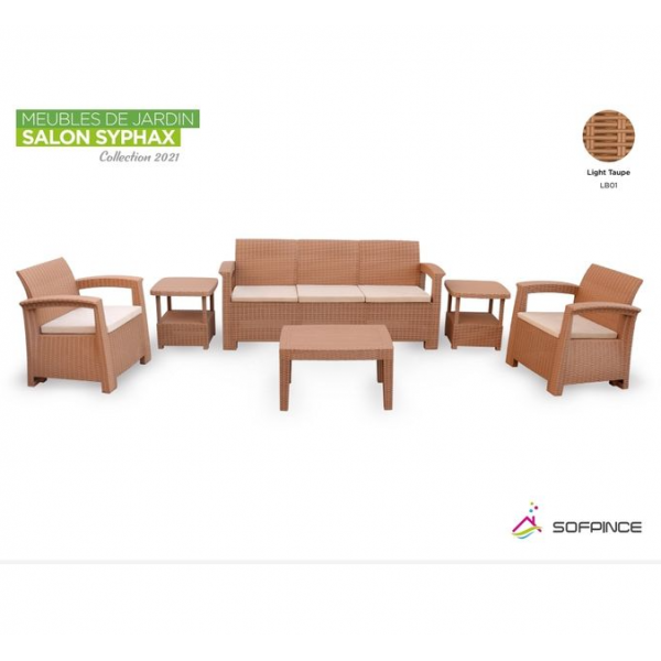 SALON DE JARDIN SYPHAX 5 PLACES TAUPE SOFPINCE SOFPINCE - 1