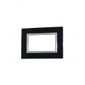 PLAQUE RECTANGULAIRE 3 MODULES NOIR CHROMÉ NOVA SYS45 SOMEF SOMEF - 1