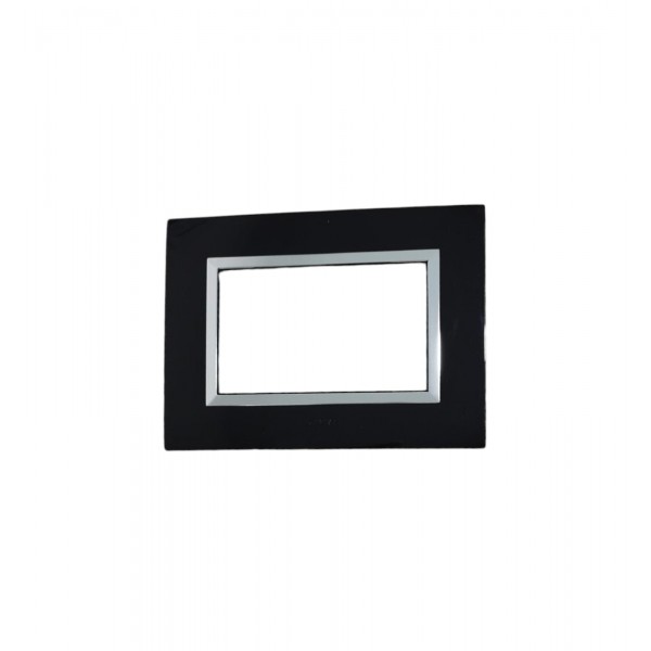 PLAQUE RECTANGULAIRE 3 MODULES NOIR CHROMÉ NOVA SYS45 SOMEF SOMEF - 1