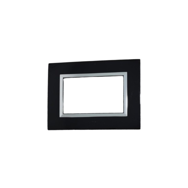 PLAQUE RECTANGULAIRE 3 MODULES NOIR CHROMÉ NOVA SYS45 SOMEF