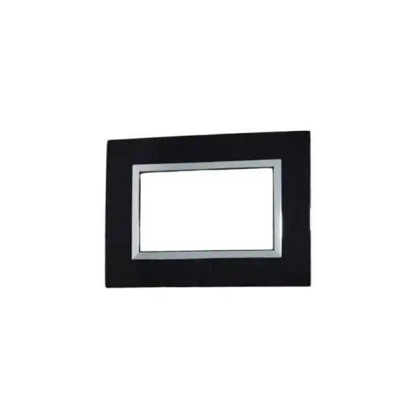 PLAQUE RECTANGULAIRE 3 MODULES NOIR CHROMÉ NOVA SYS45 SOMEF