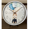 HORLOGE MURALE RONDE MOTIF LAPIN EN PLASTIQUE ∅ 30CM COULEURS  - 2