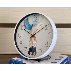 HORLOGE MURALE RONDE MOTIF LAPIN EN PLASTIQUE ∅ 30CM COULEURS  - 3