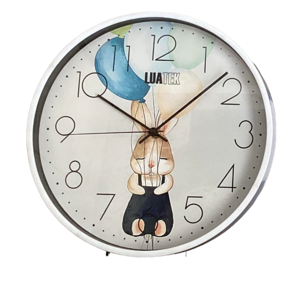 HORLOGE MURALE RONDE MOTIF LAPIN EN PLASTIQUE ∅ 30CM COULEURS  - 1