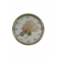 HORLOGE MURALE RONDE EN PLASTIQUE DESIGN ROSE ET VERTE Ø35CM  - 1