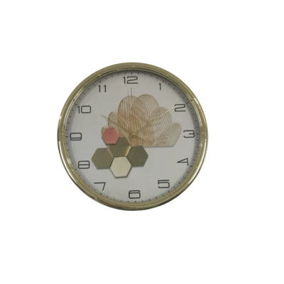HORLOGE MURALE RONDE EN PLASTIQUE DESIGN ROSE ET VERTE Ø35CM - 1
