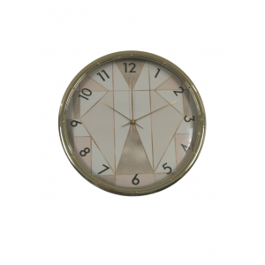 HORLOGE MURALE EN PLASTIQUE RONDE DESIGN ROSE Ø35CM  - 1