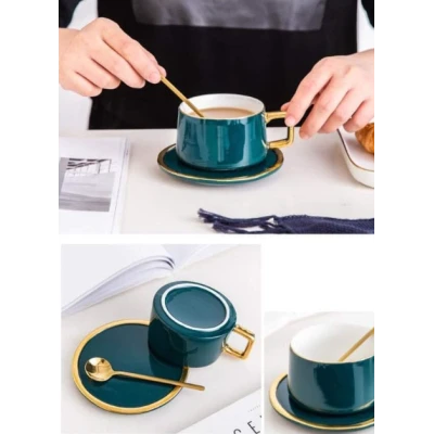 TASSE EN CÉRAMIQUE AVEC SOUCOUPE ET CUILLÈRE COULEURS - 3