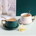 TASSE EN CÉRAMIQUE AVEC SOUCOUPE ET CUILLÈRE COULEURS  - 4