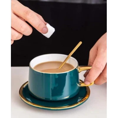 TASSE EN CÉRAMIQUE AVEC SOUCOUPE ET CUILLÈRE COULEURS - 5