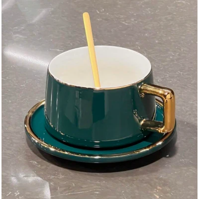 TASSE EN CÉRAMIQUE AVEC SOUCOUPE ET CUILLÈRE COULEURS - 6