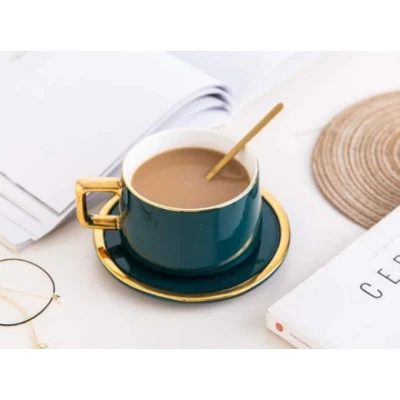 TASSE EN CÉRAMIQUE AVEC SOUCOUPE ET CUILLÈRE COULEURS - 9