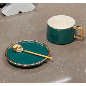 TASSE EN CÉRAMIQUE AVEC SOUCOUPE ET CUILLÈRE COULEURS  - 11