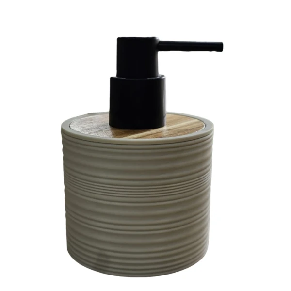 MINI DISTRIBUTEUR DE SAVON LIQUIDE EN PLASTIQUE AVEC UNE TOUCHE EFFET BOIS 250ML COULEURS