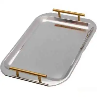 PLATEAU INOX 18/10 RECTANGULAIRE DORÉ LONGUEUR 40CM JUGURTHA WINOX WINOX - 1