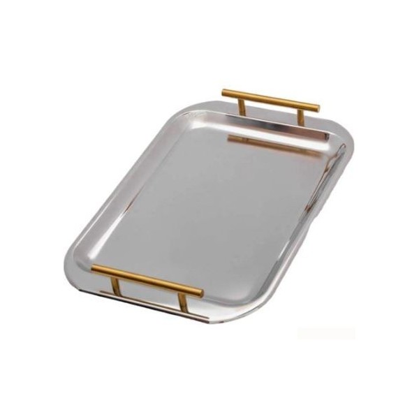 PLATEAU INOX 18/10 RECTANGULAIRE DORÉ LONGUEUR 40CM JUGURTHA WINOX