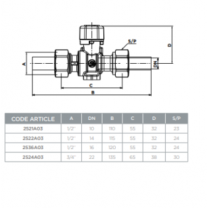 ROBINET DE GAZ DOMESTIQUE 3/4″ AVEC BUSES 22MM SOPAL SOPAL - 2