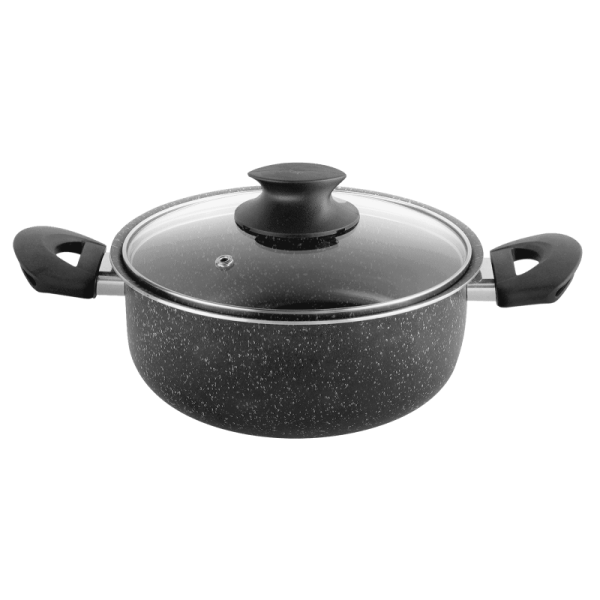 FAITOUT Ø26 CM AVEC COUVERCLE GRANITE BLACK WINOX