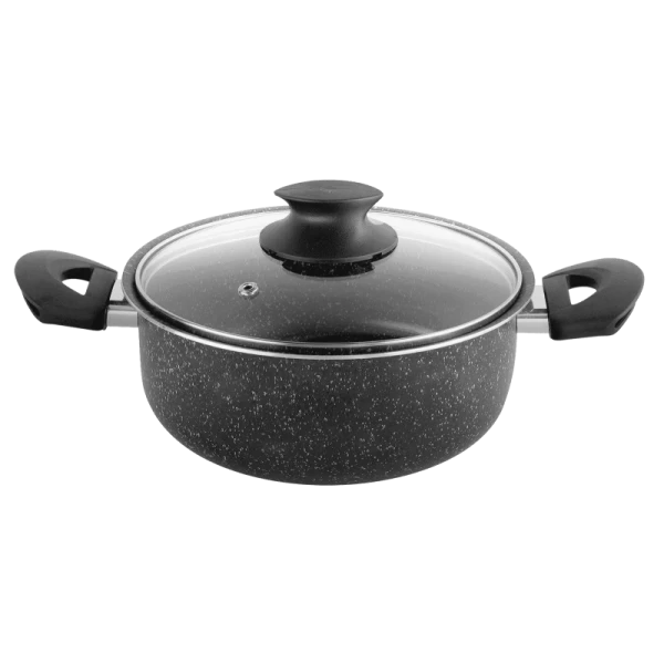 FAITOUT Ø26 CM AVEC COUVERCLE GRANITE BLACK WINOX