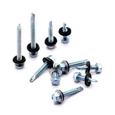 LOT DE 10 VIS AUTOPERCEUSES AVEC RONDELLE TÊTE HEXAGONALE 6.3*50MM BRICOLA - 1