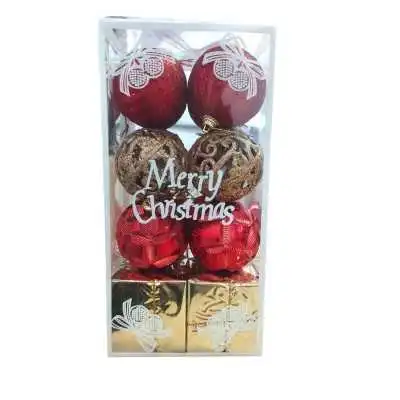 LOT DE 16 BOULES DE NOEL COLORÉES ROUGE ET DORÉ - 2
