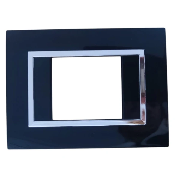 PLAQUE NOVA TROU CARRÉ NOIR CHROMÉ SYS45 SOMEF