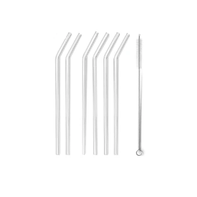 LOT DE 6 PAILLES EN VERRE AVEC GOUPILLON - 1