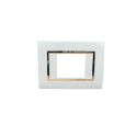 PLAQUE RECTANGULAIRE NOVA TROU CARRÉ BLANC CHROMÉ SYS45 SOMEF  - 1