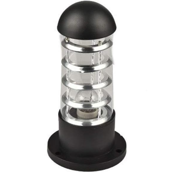 POTELET EXTÉRIEUR ROND EN ALLUMINIUM NOIR E27 IP54 MEDLUX  - 1