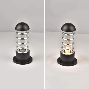 POTELET EXTÉRIEUR ROND EN ALLUMINIUM NOIR E27 IP54 MEDLUX  - 2